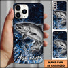 Maxcorners Fishing Blue Grunge Splash Effect Personalized Name Phone Case (10 Fish Species)