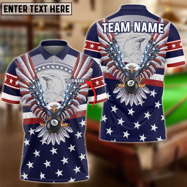 Maxcorners Billiard Ball 8 Eagle Multicolor Option Personalized Name, Team Name 3D Polo Shirt