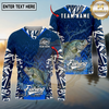 Maxcorners Fishing Tribal Blue Personalized Name, Team Name Long Sleeve Shirt (9 Breeds)