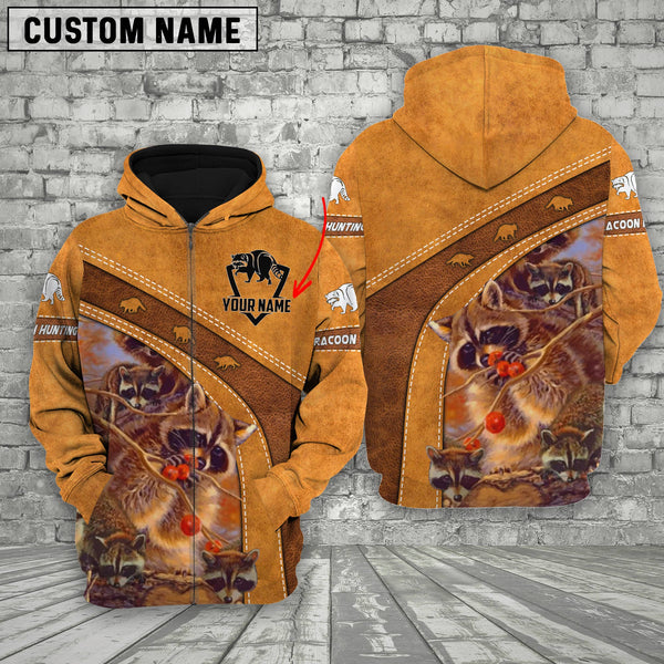 Maxcorners Custom Name Hunting Racoon Orange Style Shirt 3D All Over Printed Clothes