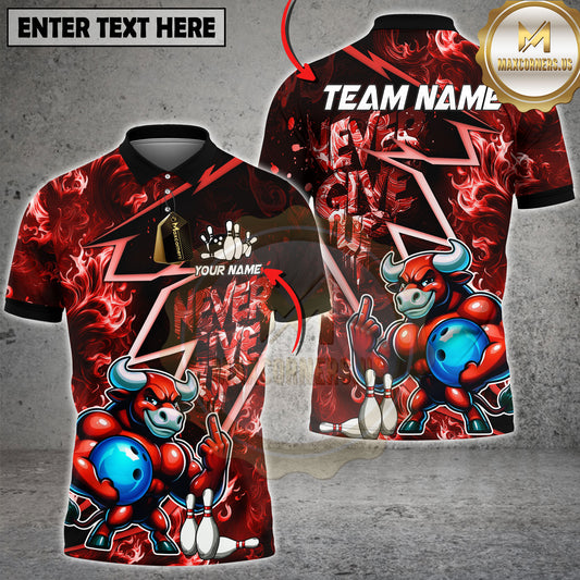 Maxcorners Bull Bowling Shirt Graffiti Neon Street Art Multicolor Options Personalized Name, Team Name 3D Shirt (2 Colors)