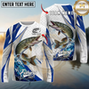 Maxcorners Fishing White Scale Pattern Personalized Name, Team Name Long Sleeve Shirt (9 Breeds)