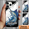 Maxcorners Fishing Topwater Lure Splash Art Black White Personalized Name Phone Case (10 Fish Species)
