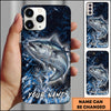Maxcorners Fishing Blue Grunge Splash Effect Personalized Name Phone Case (10 Fish Species)