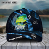 Maxcorners Fishing Blue Smoke Sport Pattern Personalized Name 3D Cap (11 Breeds)