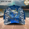 Maxcorners Fishing Tribal Blue Personalized Name, Team Name Classic 3D Cap (9 Breeds)
