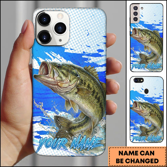 Maxcorners Fishing Bass Water Splash Blue Pop Art Personalized Name Phone Case