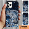 Maxcorners Fishing Blue Grunge Splash Effect Personalized Name Phone Case (10 Fish Species)