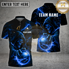 Maxcorners Golf Dark Skull Lightning Electric Power Art Multi Options Personalized Name, Team Name 3D Shirt