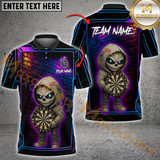 Maxcorners Darts Skull Neon Personalized Name 3D Unisex Shirt