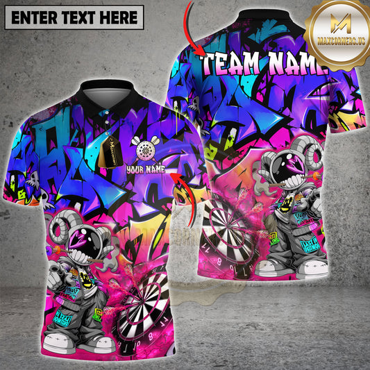 Maxcorners Darts Street Bomber Flaming Graffiti Multi Options Personalized Name, Team Name 3D Shirt