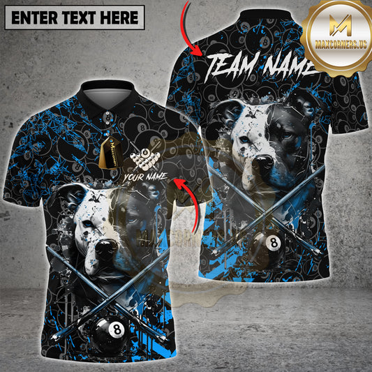 Maxcorners Pitbull Billiards Player Eight Ball Street Style Multicolor Options Personalized Name, Team Name 3D Shirt (4 Colors)