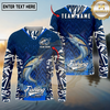 Maxcorners Fishing Tribal Blue Personalized Name, Team Name Long Sleeve Shirt (9 Breeds)