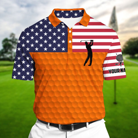 Max Corners Orange Super Cool American Golf Man, Golf Polo Shirts Multicolor Custom Name Polo