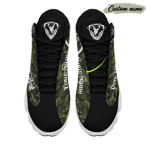 Maxcorners Deer Hunting Camouflage Personalized Name AJD 13 Sneakers