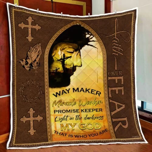 Maxcorners Jesus Christ Faith Over Fear Quilt - Blanket