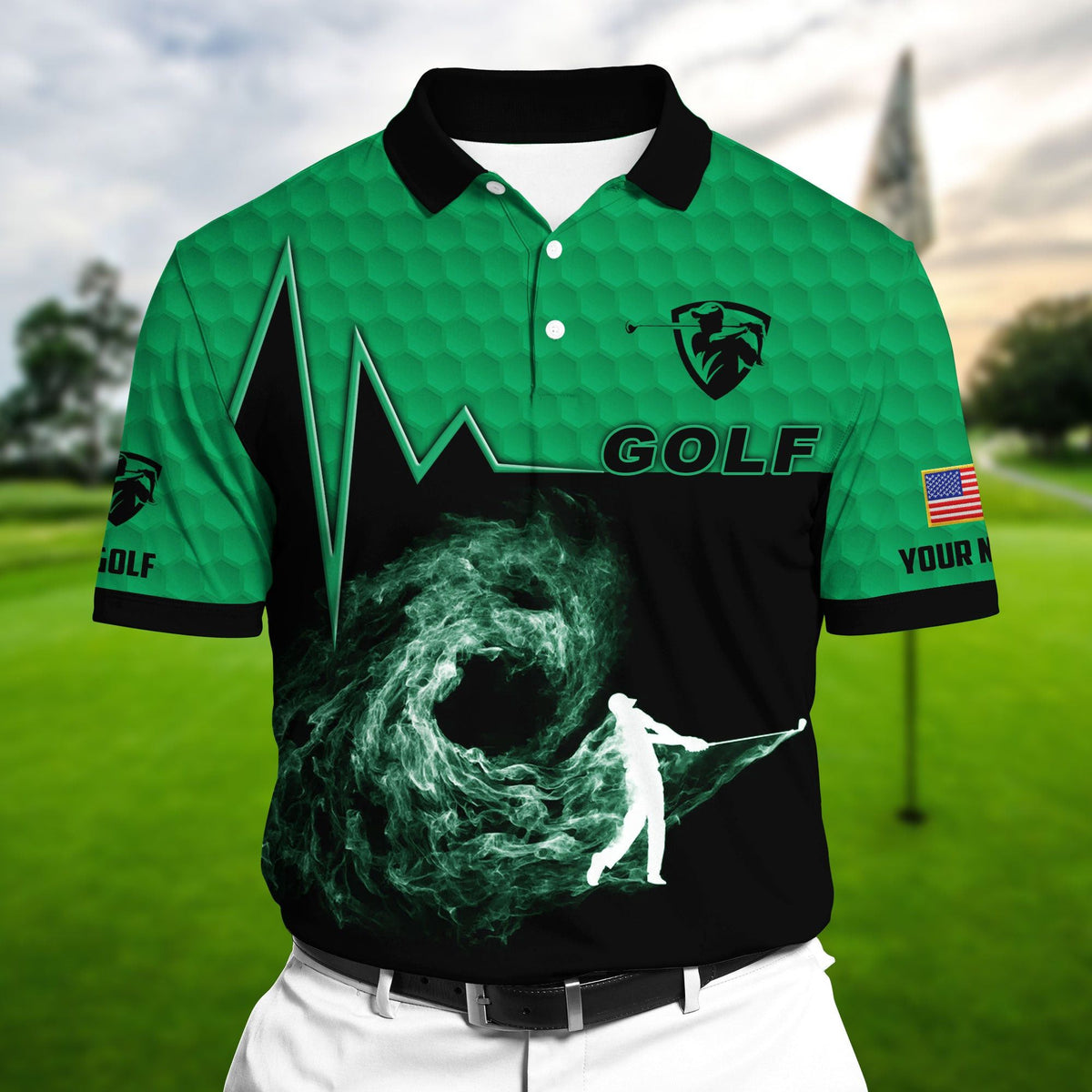 Max Corners Green Pride Premium Golfer On The Dark Golf Polo Shirts Mu ...