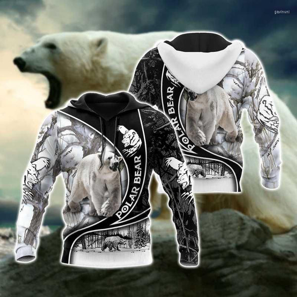 Maxcorners Men's Hoodies Polar Bear Hunting 3D All Over Printed Mens Autumn Shirt