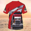 Maxcorners Red Big Truck T Shirts, Truck Driver Custom T-shirt