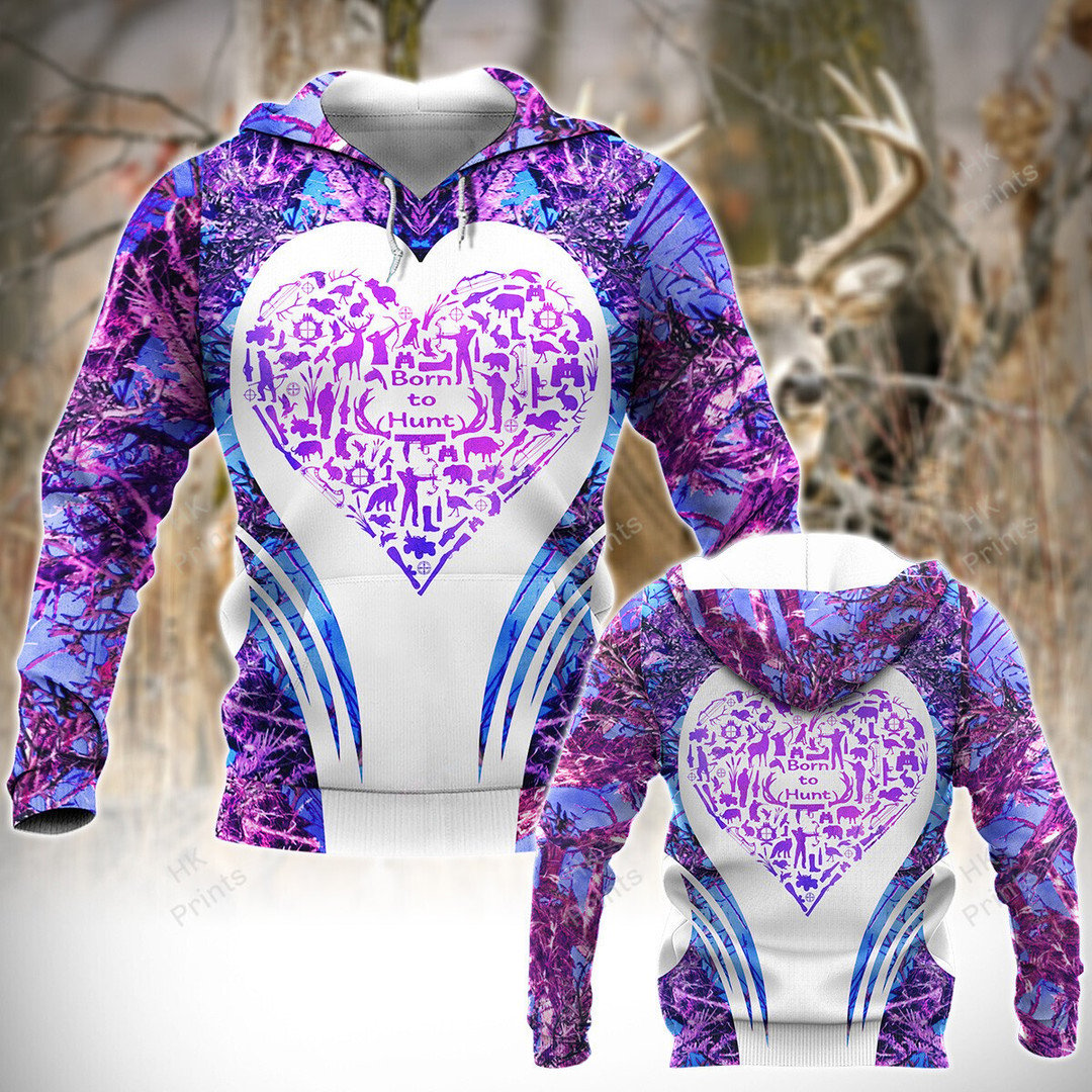 Maxcorners Hunting Heart Shape Purple Camouflage Hunting Apparels