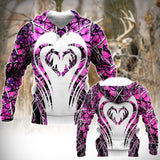 Maxcorners Heart Shape Dear Horns Pink Camouflage Hunting Apparels