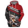 Maxcorners Red 3D Truckers Shirt Truck Driver Shirt