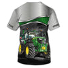 Maxcorners  Grey & Green Tractor T-Shirt Truck Driver Shirts Tractor T-Shirt