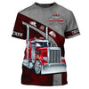 Maxcorners Ride With Pride Red Big Truck T Shirts, Truck Driver Custom Tee Shirt