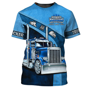 Maxcorners Navy Big Truck T Shirts, Truck Driver Custom Tee Shirt