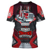 Maxcorners  Red & Black Trucker 3D All Over Printed Personalized Name T-Shirt