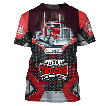 Maxcorners  Red & Black Trucker 3D All Over Printed Personalized Name T-Shirt