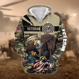 US Veteran Zip Hoodie with Premium Camo Soldiers Multiservice Design