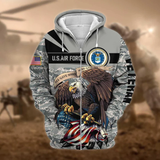 US Veteran Zip Hoodie with Premium Camo Soldiers Multiservice Design