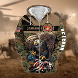 US Veteran Zip Hoodie with Premium Camo Soldiers Multiservice Design