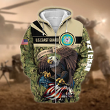 US Veteran Zip Hoodie with Premium Camo Soldiers Multiservice Design