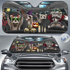 Maxcorners Happy Halloween Raccoon Car 3D Printed Sun Shade