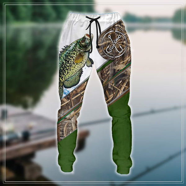 CRAPPIE CAMO FISHING CUSTOM NAME COMBO HOODIE SWEATPANTS