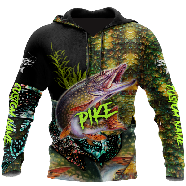 NORTHERN PIKE FISHING ON SKIN FISHING CUSTOM NAME COMBO HOODIE SWEATPANTS