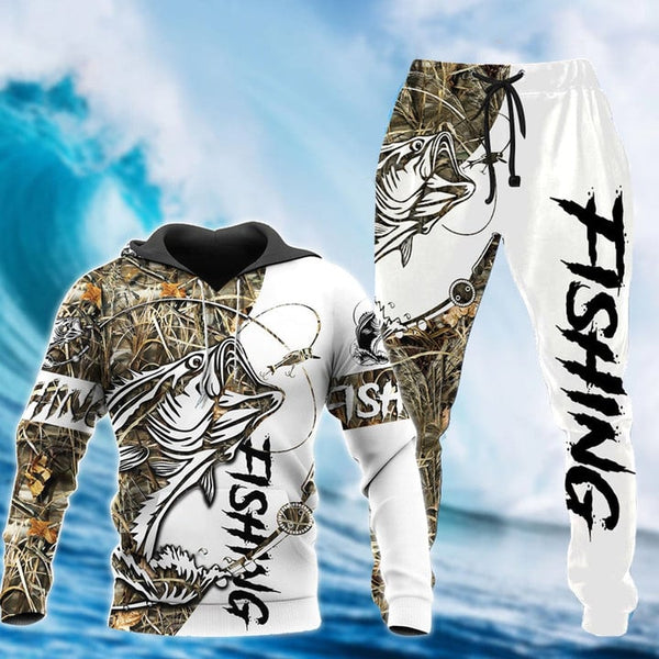 BASS FISHING SPORT FISHING COMBO HOODIE SWEATPANTS