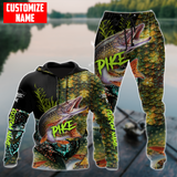 NORTHERN PIKE FISHING ON SKIN FISHING CUSTOM NAME COMBO HOODIE SWEATPANTS