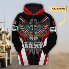 Maxcorners Custom Name Premium Unique Veteran All Over Printed Hoodie