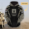 Maxcorners Custom Name Premium Unique Veteran Grey All Over Printed Hoodie