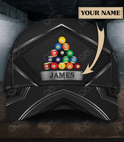 Maxcorners Billiard Lover Personalized Name 3D Over Printed Cap