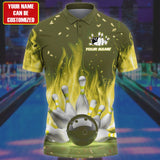 Maxcorners Bowling Fire Multicolor Customized Name 3D Polo Shirt