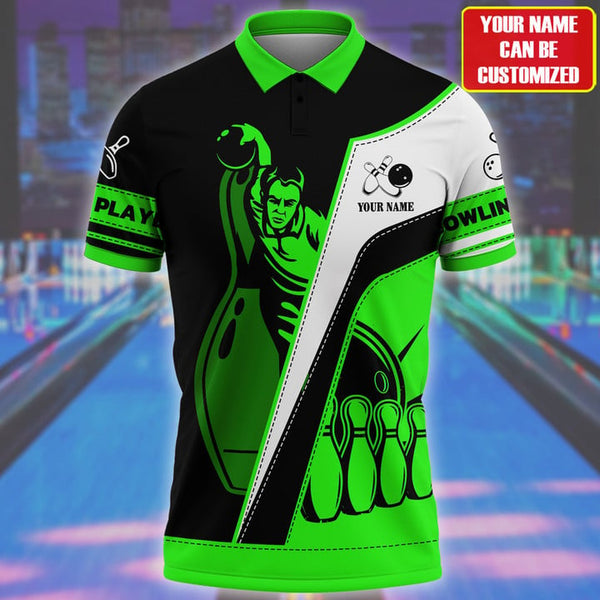 Maxcorners Bowling Player Multicolor Customized Name 3D Polo Shirt