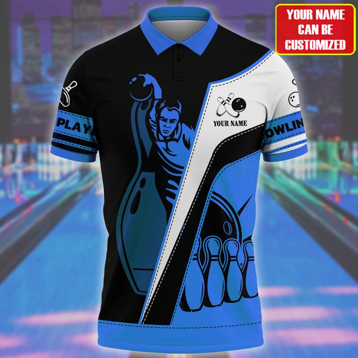 Maxcorners Bowling Player Multicolor Customized Name 3D Polo Shirt