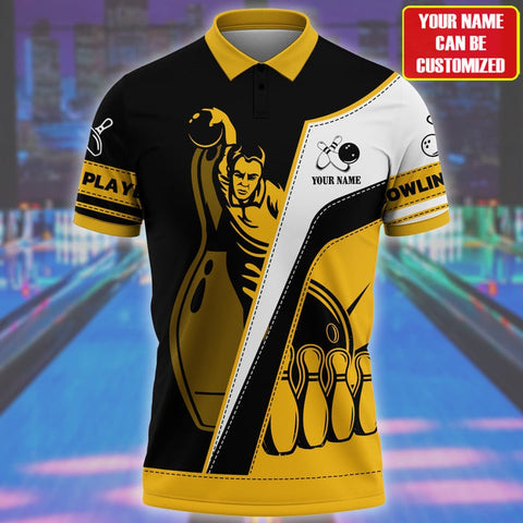 Maxcorners Bowling Player Multicolor Customized Name 3D Polo Shirt