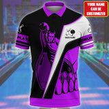 Maxcorners Bowling Player Multicolor Customized Name 3D Polo Shirt