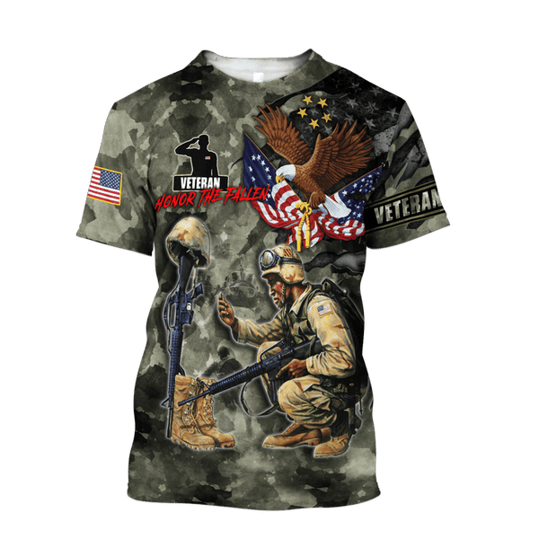 Maxcorners US Veteran - Honor The Fallen - Eagle U.S Veteran Unisex Shirts