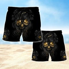 Maxcorners Black Melting Skull Board Shorts